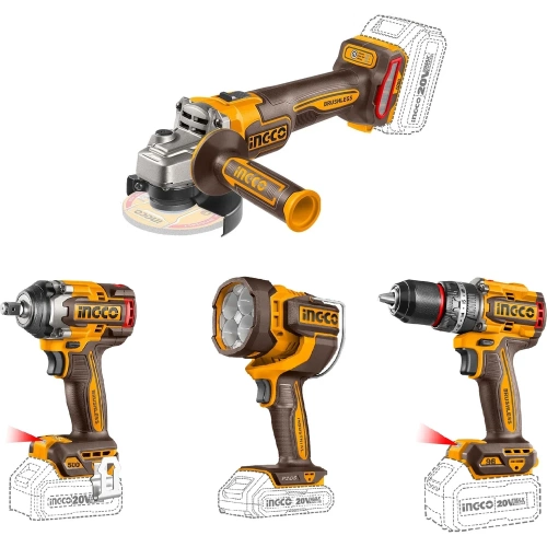 Набор аккумуляторного инструмента INDUSTRIAL 4 шт 20В INGCO COSLI241292 Набор аккумуляторного инструмента INDUSTRIAL 4 шт 20В INGCO COSLI241292