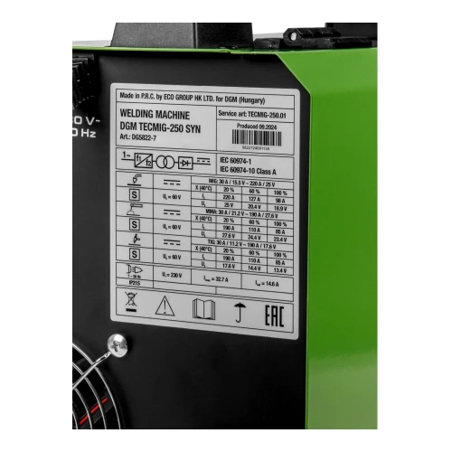 Полуавтомат сварочный DGM TECMIG-250 SYN DG5822-7 фото 9 Полуавтомат сварочный DGM TECMIG-250 SYN DG5822-7 фото 9