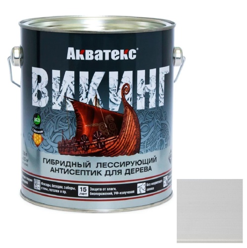 Антисептик для дерева гибридный Акватекс Викинг лессирующий полуматовый белый 0,75 л