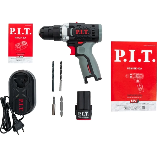 Дрель аккумуляторная P.I.T. X-DRIVER 12В, 22Нм, 10 мм, 2ск, 0-350/1350, 1x2,0Ач, ЗУ, коробка PBM12K-10A/1 фото 3
