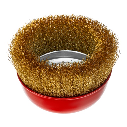 Щетка для УШМ, 125 мм, М14, "чашка", латунированная витая проволока Matrix фото 2