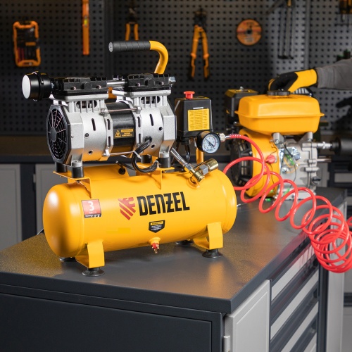 Компрессор DLS650/10 безмаслянный малошумный 650 Вт, 120 л/мин, ресивер 10 л Denzel фото 11