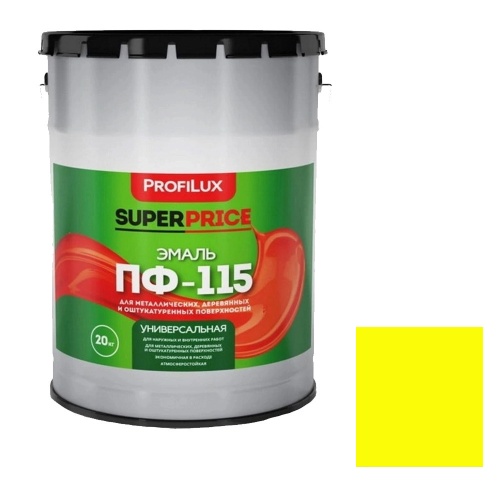 Эмаль универсальная алкидная Profilux Superprice ПФ-115 полуматовая желтая 20 кг