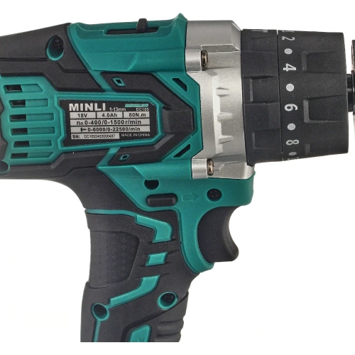 Аккумуляторная бесщеточная ударная дрель-шуруповерт MINLI 13 mm 80N.m Li-ion 18Vx2 DC105-4.0A фото 8 Аккумуляторная бесщеточная ударная дрель-шуруповерт MINLI 13 mm 80N.m Li-ion 18Vx2 DC105-4.0A фото 8