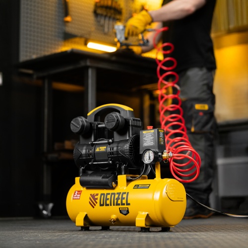 Компрессор безмасл. малошумный DLP-950/10, 950Вт,10 л, 2850 об/мин, 170 л/мин Denzel фото 23