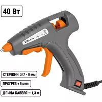 Клеевой пистолет TDM ELECTRIC КП-40-1, 7 мм, подставка,, шнур 1,3 м, 40 Вт, Т=220 С Гранит SQ1024-0304