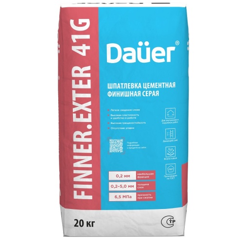Шпатлевка цементная финишная Dauer Finner Exter 41 G серая 20 кг фото 3
