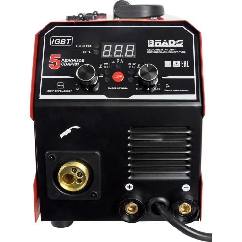Полуавтомат сварочный BRADO MIG/MMA-250L-11 250А, микропроцессор, MIG/FLUX/MMA/TIG, еврорукав 3 м 00-00023949 фото 5