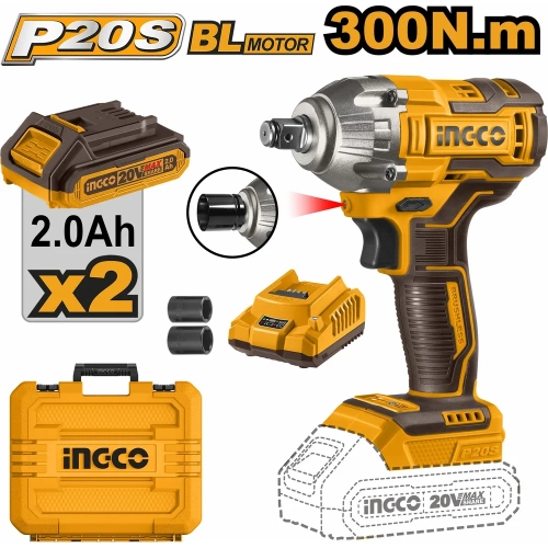 Аккумуляторный ударный гайковерт INGCO BL 20В 300Hm 1/2 SUPER CIWLI2038 фото 3 Аккумуляторный ударный гайковерт INGCO BL 20В 300Hm 1/2 SUPER CIWLI2038 фото 3
