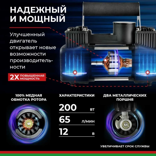 Компрессор для накачки шин БелАК ПРОФИ-65 12V 65 л/мин БАК.99180 фото 4 Компрессор для накачки шин БелАК ПРОФИ-65 12V 65 л/мин БАК.99180 фото 4