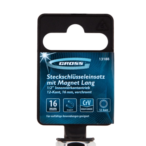 Головка торцевая свечная, магнитная, двенадцатигранная, 16 мм, под квадрат 1/2 Gross фото 4