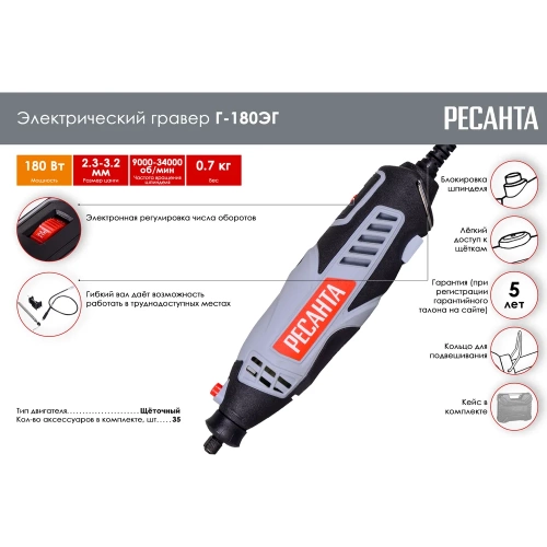 Электрический гравер Ресанта Г-180ЭГ 75/4/1 фото 3 Электрический гравер Ресанта Г-180ЭГ 75/4/1 фото 3