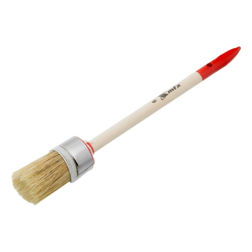 Кисть круглая, Профи №6 (30 мм) натуральная щетина, деревянная ручка MTX фото 2