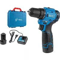 Дрель-шуруповерт аккумуляторная BULL SR 1203 бесщеточный, 12 В, 37 Нм, 2х2 Ач акб, БЗП 10 мм 1329601