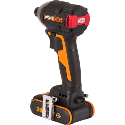 Винтоверт ударный бесщеточный аккумуляторный WORX 20В, 200Нм, 2Ач х2, ЗУ 2А, кейс WX265 фото 3 Винтоверт ударный бесщеточный аккумуляторный WORX 20В, 200Нм, 2Ач х2, ЗУ 2А, кейс WX265 фото 3