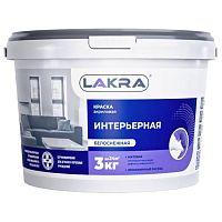 Краска акриловая интерьерная Лакра белоснежная 3 кг