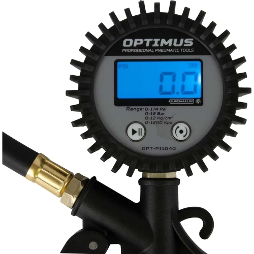 Пистолет для подкачки шин с цифровым дисплеем Optimus 0-12 бар OPT-PI1040 фото 6 Пистолет для подкачки шин с цифровым дисплеем Optimus 0-12 бар OPT-PI1040 фото 6