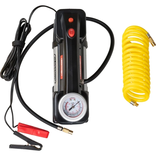 Металлический компрессор 65л/мин 2х поршневой с крокодилами SKYWAY ТИТАН-07 с фонарём, в сумке S02001020 фото 4