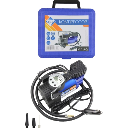 Компрессор Nova Bright АК-45, до 45 л/мин., 100 PSI, 12В, синий металлический корпус, пластиковый кейс, цифровой манометр, автостоп 36449 фото 3
