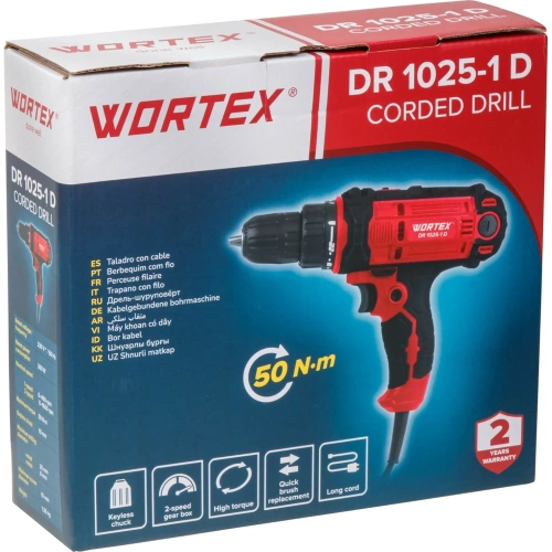 Дрель-шуруповерт WORTEX DR 1025-1 D в коробке, 300 Вт, 50 Нм, 2 скорости 1318793 фото 7 Дрель-шуруповерт WORTEX DR 1025-1 D в коробке, 300 Вт, 50 Нм, 2 скорости 1318793 фото 7