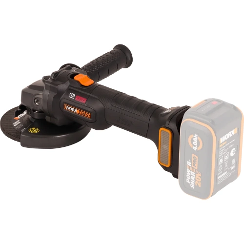 Угловая шлифмашина бесщёточная аккумуляторная WORX 125мм, 20В, без АКБ и ЗУ WX814.9 фото 10
