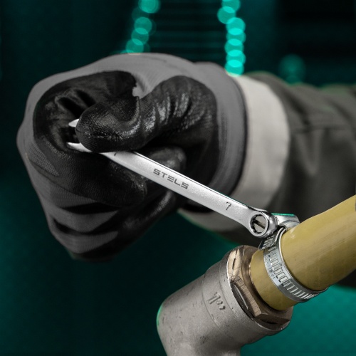 Ключ комбинированный, 7 мм, CrV, матовый хром Stels фото 9