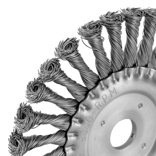 Щетка для УШМ 175 мм, посадка 22.2 мм, плоская, крученая металлическая проволока Сибртех фото 3