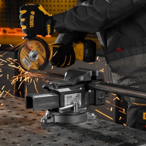 Тиски слесарные BVH-100, 100 мм, поворотные, стальная направляющая, с наковальней //Denzel фото 38