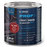 Грунт-эмаль по ржавчине 4 в 1 Лакра Prof it RAL 3009 оксид красный 2,8 кг