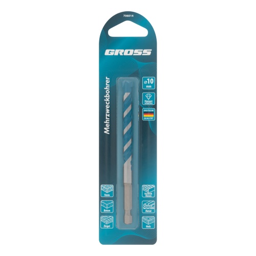 Сверло универсальное, Multipurpose PRO, 6-гр. хвостовик, 10мм Gross фото 4