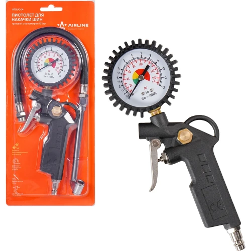 Грузовой пистолет для накачки шин с манометром Airline 12BAR ATBU004 Грузовой пистолет для накачки шин с манометром Airline 12BAR ATBU004