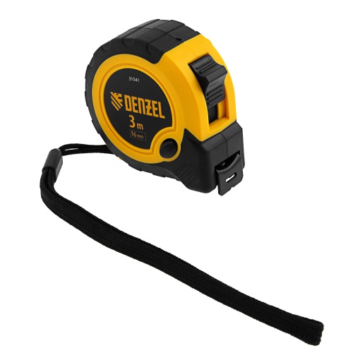 Рулетка 3м х 16мм, двухкомп. корпус, кнопка-пауза Denzel фото 5