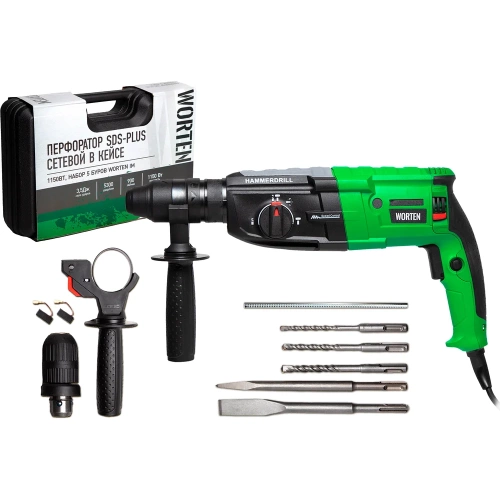 Перфоратор WORTEN SDS-plus сетевой в кейсе, 1150Вт, набор 5 буров IM КА-90000587 Перфоратор WORTEN SDS-plus сетевой в кейсе, 1150Вт, набор 5 буров IM КА-90000587