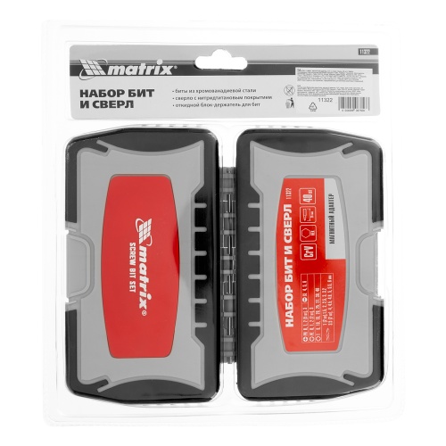 Набор бит и сверл, магнитный адаптер, CrV, пластиковый кейс, 40 шт. Matrix фото 12