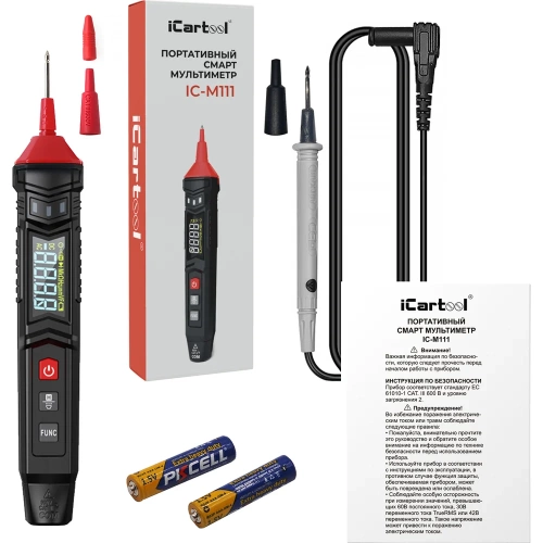 Портативный цифровой смарт мультиметр-ручка iCarTool CATIII 600 V, TrueRMS IC-M111 фото 9
