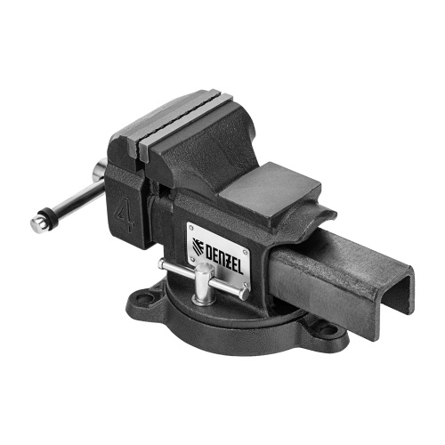 Тиски слесарные BVH-100, 100 мм, поворотные, стальная направляющая, с наковальней //Denzel фото 2