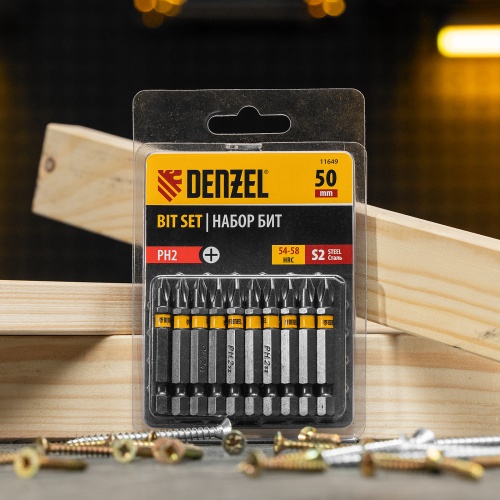 Бита PH2х50, сталь S2, шестигранный профиль, 10 шт. Е 6,3 Denzel фото 6