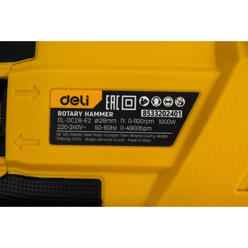 Перфоратор DELI SDS PLUS 1000Вт DL-DC28-E2 (3,2 Дж, 4900уд/мин, 1100об/мин, кейс) 208258 фото 8