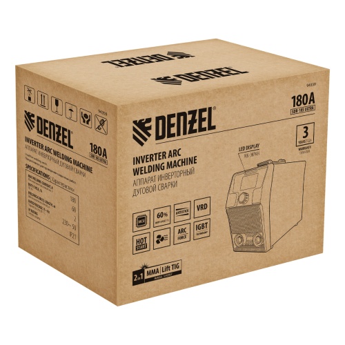 Аппарат инвертор. дуговой сварки SDR-185 Ultra, 180 А, ПВ 60% Denzel фото 5