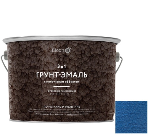 Грунт-эмаль Elcon Smith 3 в 1 с молотковым эффектом синяя 2 кг Грунт-эмаль Elcon Smith 3 в 1 с молотковым эффектом синяя 2 кг