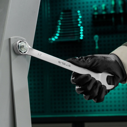 Ключ комбинированный, 21 мм, CrV, матовый хром Stels фото 8