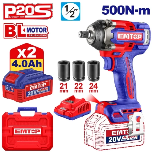 Гайковерт ударный аккумуляторный EMTOP ECIWL2050 фото 3