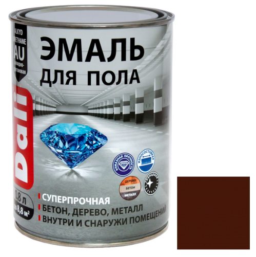 Эмаль для пола Dali красно-коричневая RAL 3009 0,8 л Эмаль для пола Dali красно-коричневая RAL 3009 0,8 л