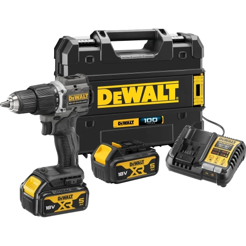 Ударная дрель-шуруповерт Dewalt DCD100P2T, 18 В, 1650 об/мин, 28050 уд/мин, с 2 АКБ 5 Ач и ЗУ, в кейсе TSTAK DCD100P2T-QW