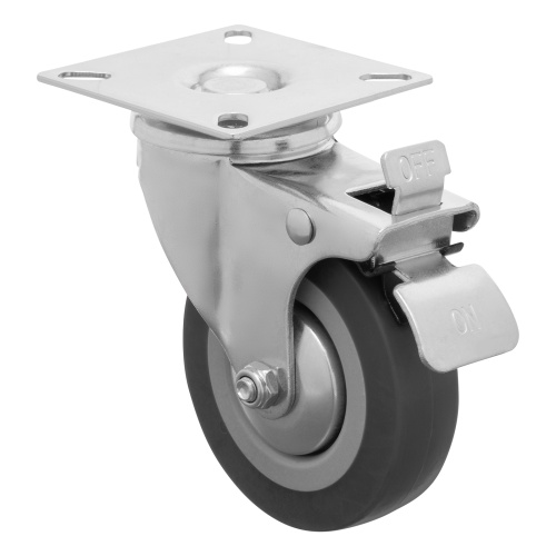 Колесо поворотное с тормозом D 75 мм, крепление  платформенное Сибртех фото 2