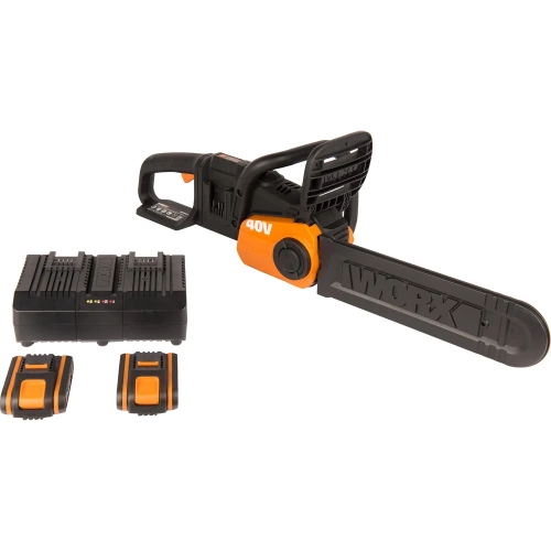 Бесщеточная цепная аккумуляторная пила WORX 40 В, 2х2.0 А*ч, двойное ЗУ 2x2A WG384E фото 3 Бесщеточная цепная аккумуляторная пила WORX 40 В, 2х2.0 А*ч, двойное ЗУ 2x2A WG384E фото 3