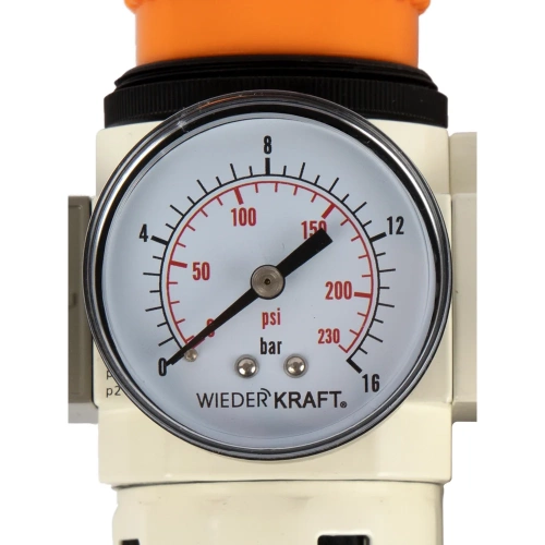 Блок подготовки воздуха WIEDERKRAFT 3/8, 16 бар с влагоотделителем 5 мк, лубрикатором и регулятором давления WDK-70130FA фото 7