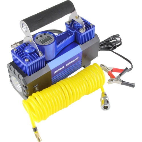 Компрессор Nova Bright АК-90 двухпоршневой, до 90 л/мин., 150 PSI, 12В, металл.корпус, пластик.кейс, цифровой манометр, LED-фонарь 36450 фото 9