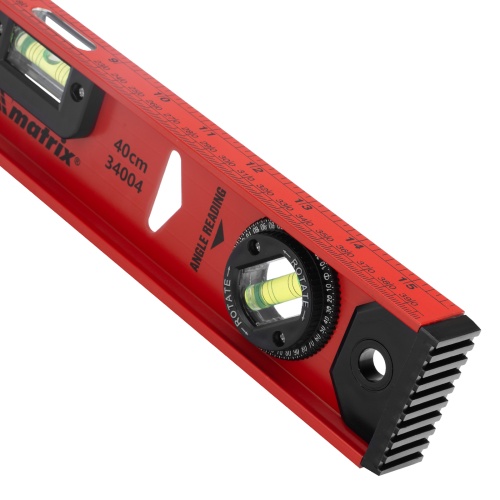 Уровень алюминиевый "Рельс", 400 мм, 3 глазка, усиленный Matrix фото 3