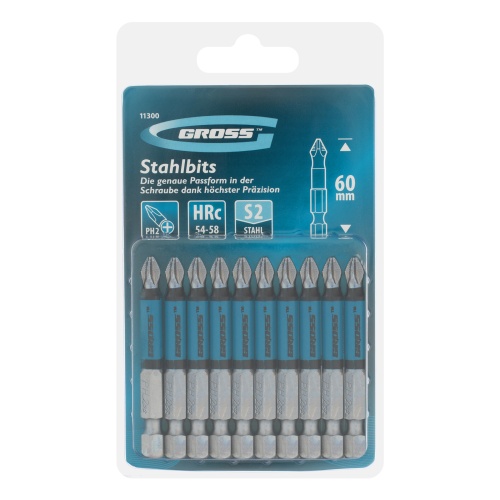 Бита РН2 х 60, сталь S2, 10 шт. Gross фото 4